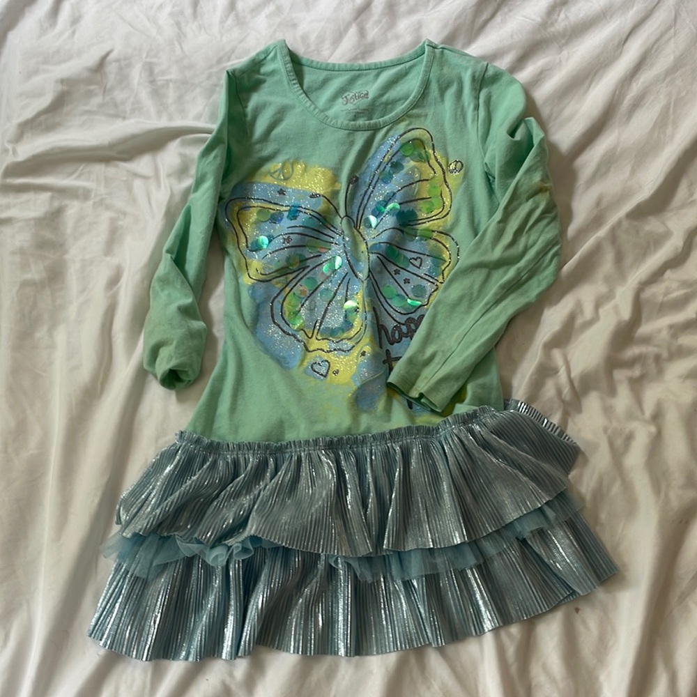Justice butterfly sequin tutu dress, happy to be me